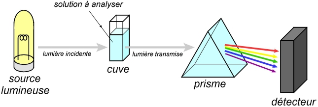 Schéma de principe d'un spectrophotomètre UV-vis