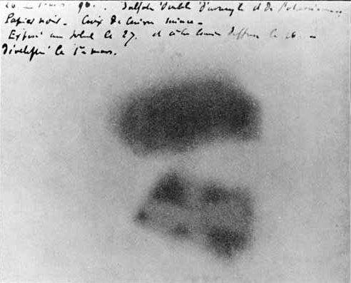 Plaque photographique impressionnée par les sels d'uranium, sans exposition à la lumière